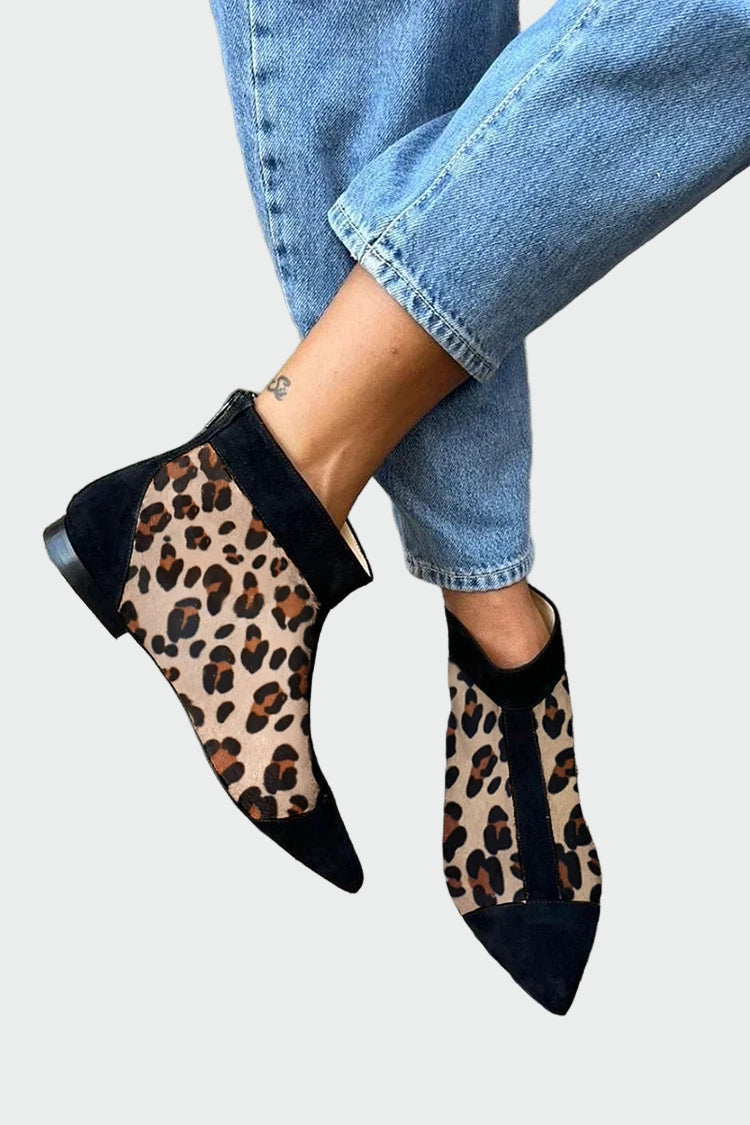 Botine leopard cu vârf ascuțit