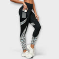 Pantaloni de antrenament cu talie înaltă și model leopard