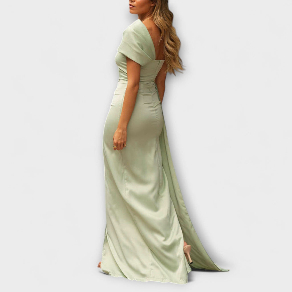 Rochie maxi stilată cu un umăr