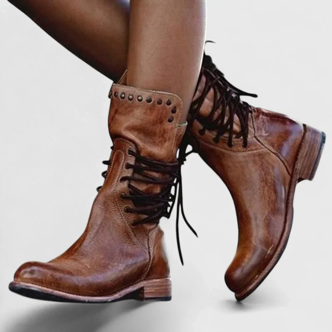 Theano - Botine din piele cu șireturi pentru un stil atemporal