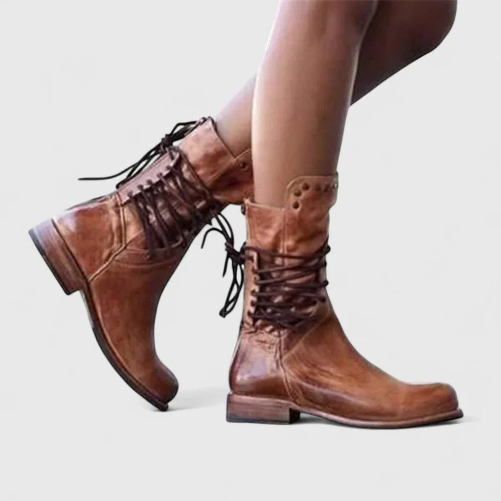 Theano - Botine din piele cu șireturi pentru un stil atemporal