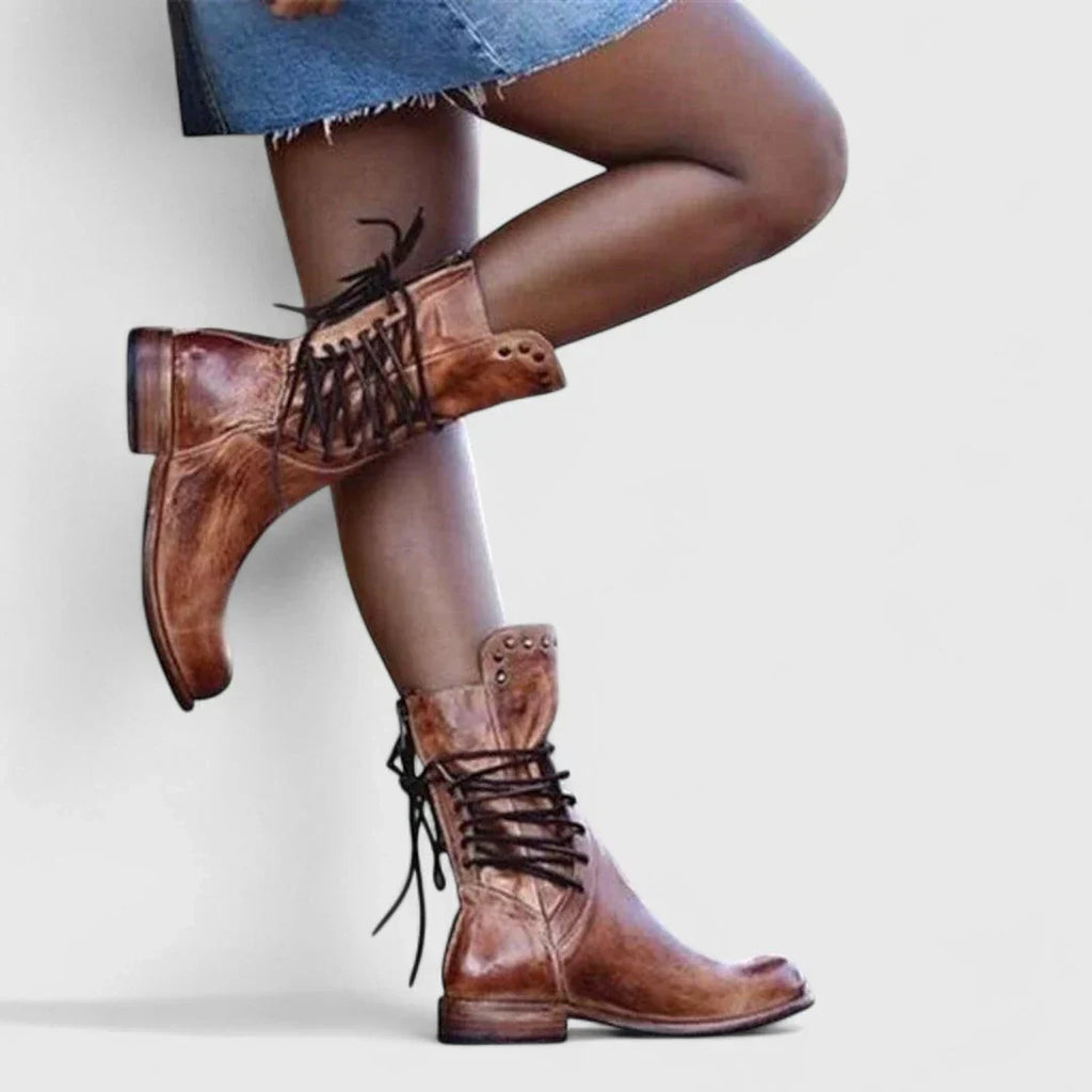 Theano - Botine din piele cu șireturi pentru un stil atemporal