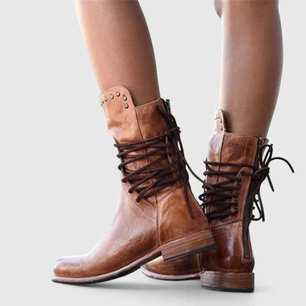 Theano - Botine din piele cu șireturi pentru un stil atemporal
