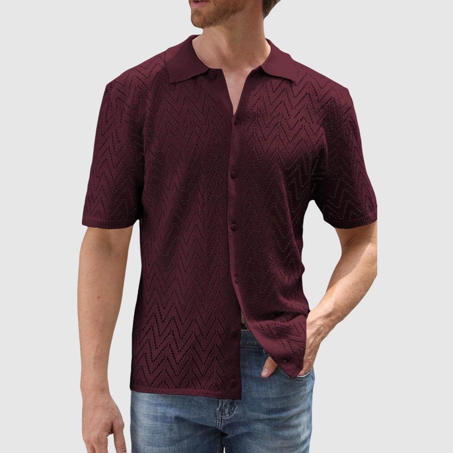Denis – Cămașă tricotată cu model zig-zag