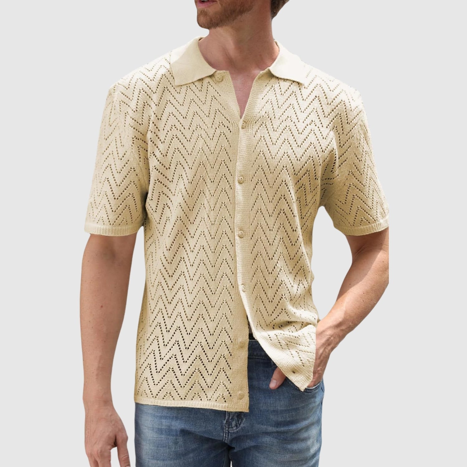 Denis – Cămașă tricotată cu model zig-zag
