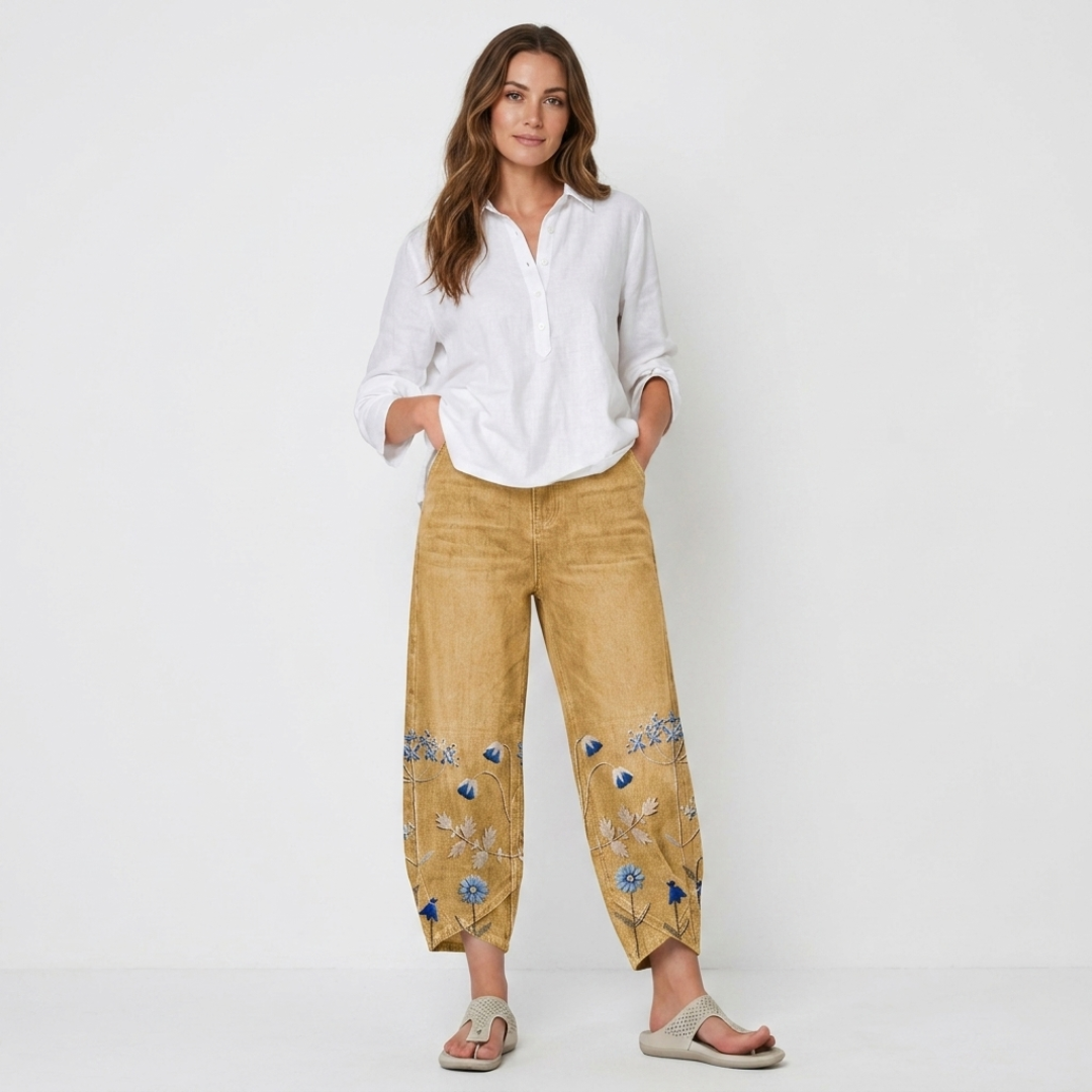 Flavia - Pantaloni casual brodați