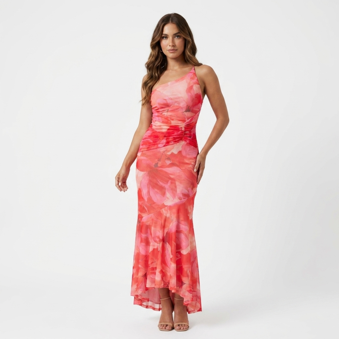 Melina - Rochie cu umăr plisat