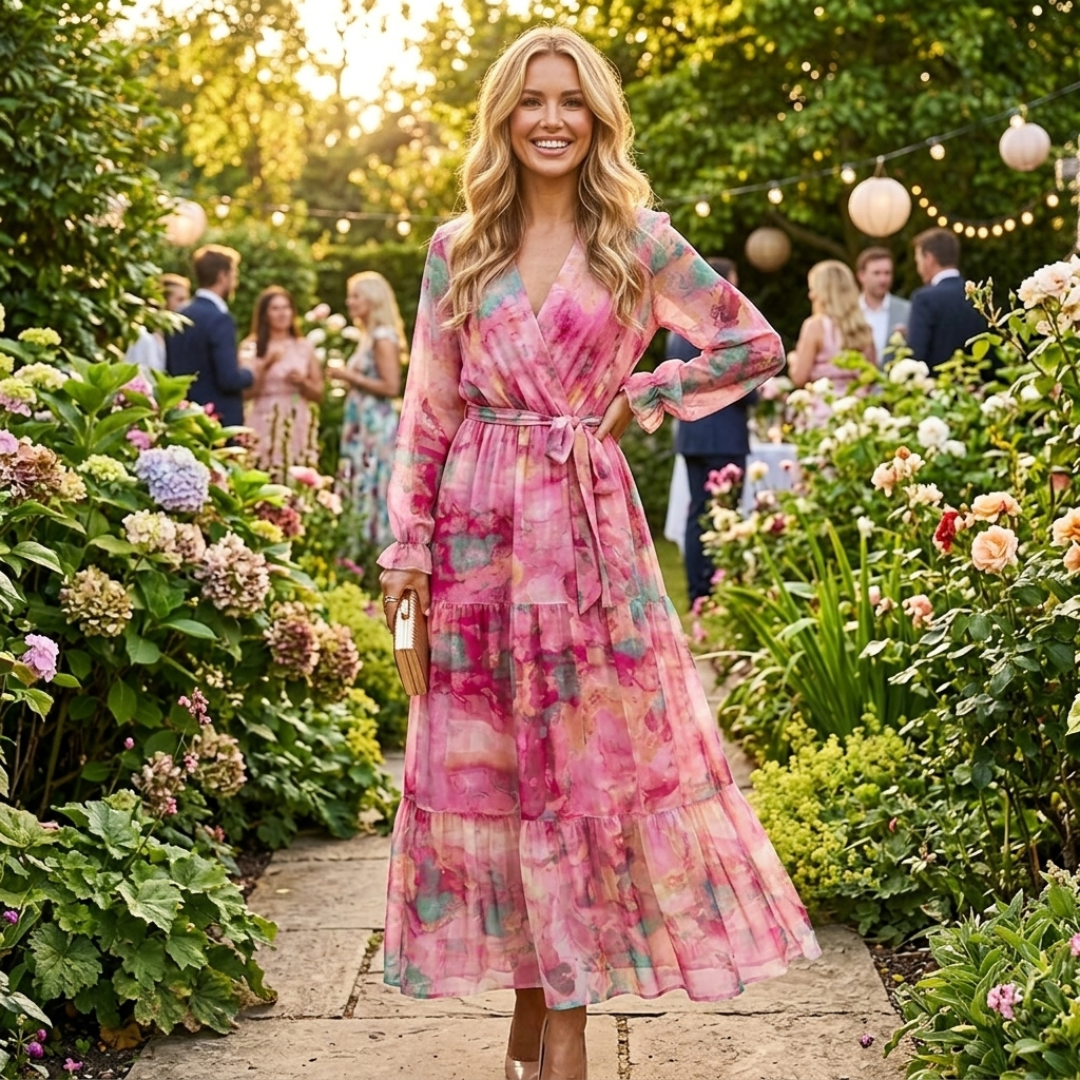Luzia - Rochie cu design încrucișat și model floral
