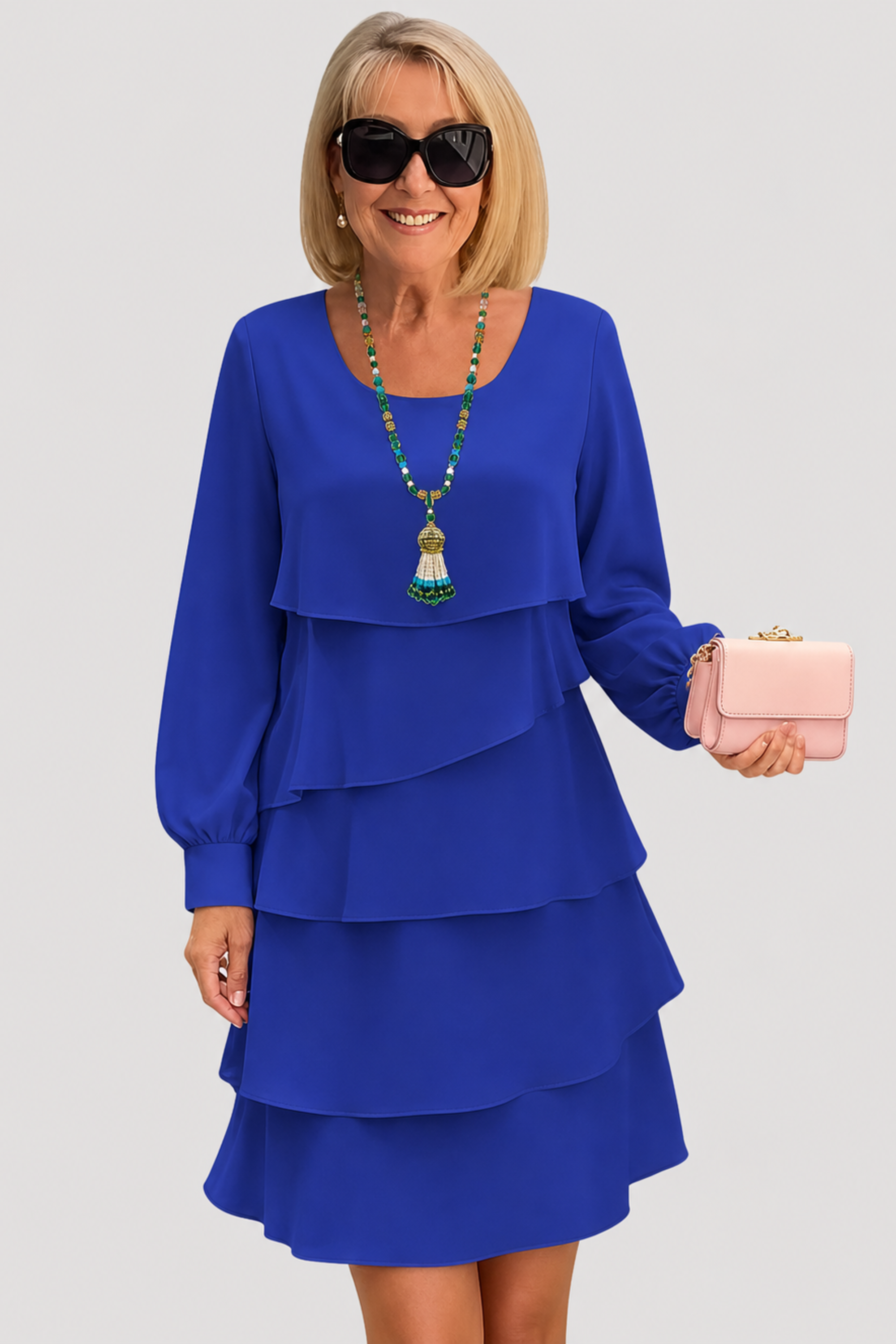 Margaret | Rochie Elegantă cu Volane și Mâneci Lungi
