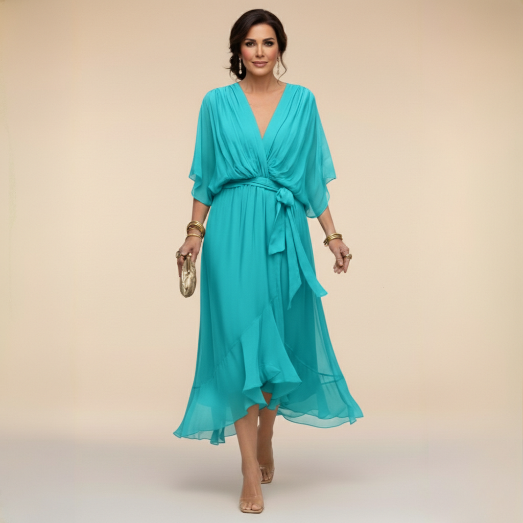 Monica - Rochie din chiffon cu decolteu în V