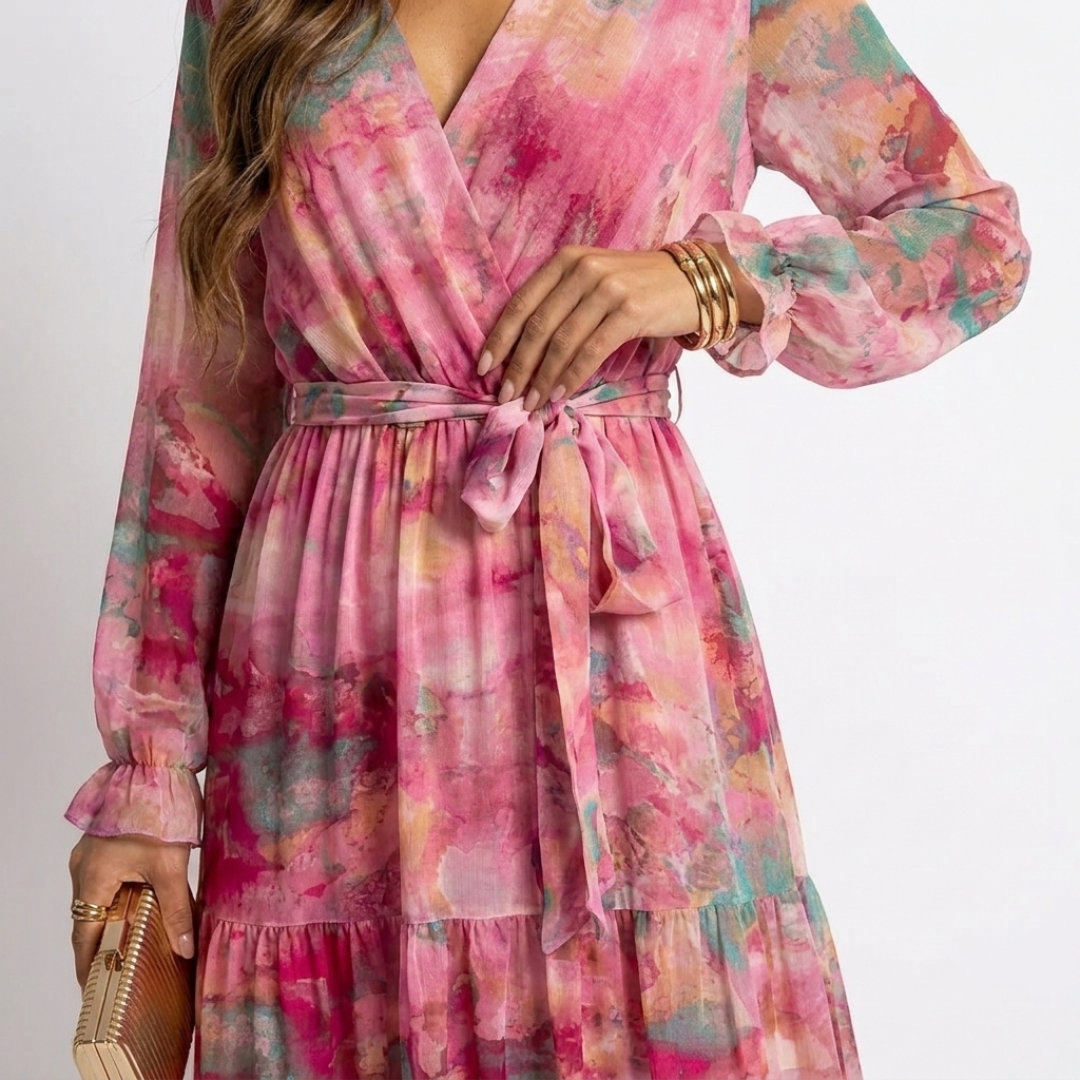 Luzia - Rochie cu design încrucișat și model floral