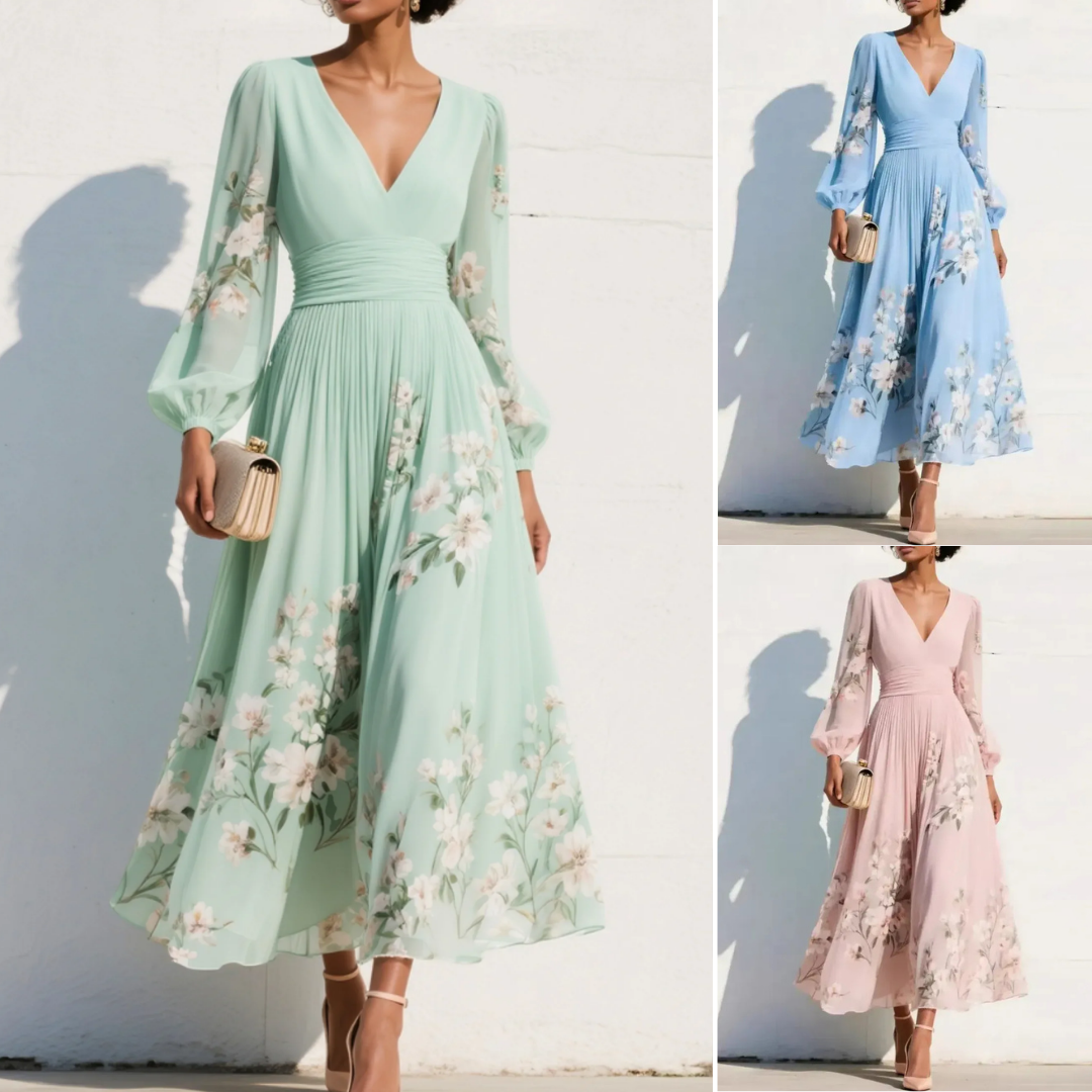 Viorel – Rochie Midi Florală de o Eleganță Primăvăratecă