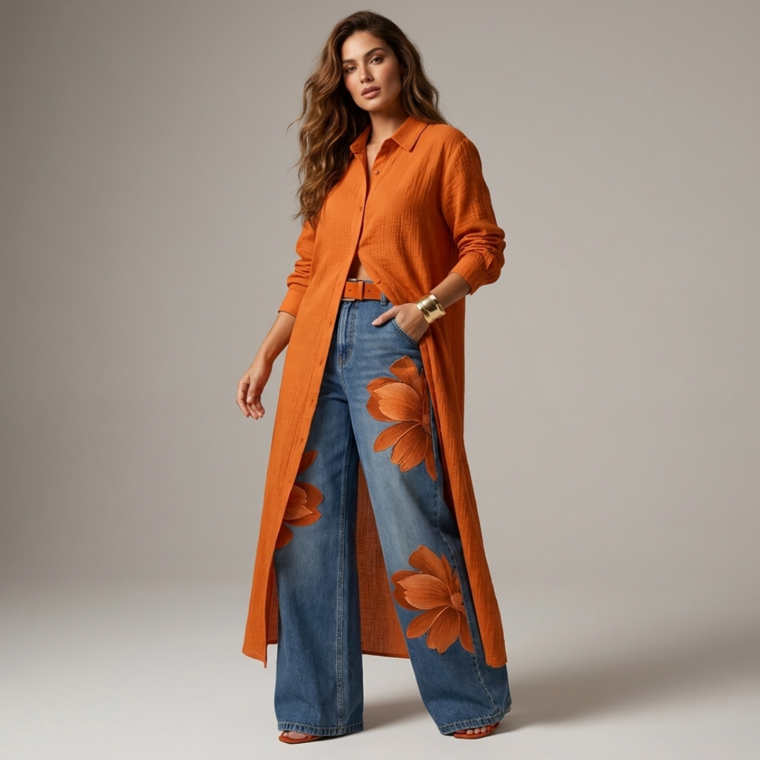 Corina  - Set pantaloni și cămașă cu mânecă lungă