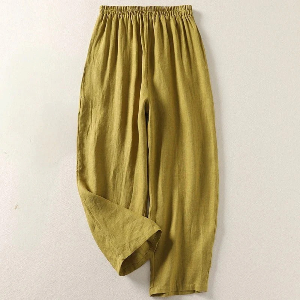 Daria - Pantalon Fluid din Bumbac și In