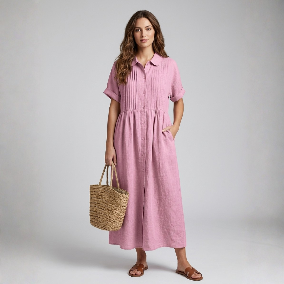 Electra - Rochie-camasa din bumbac lejer