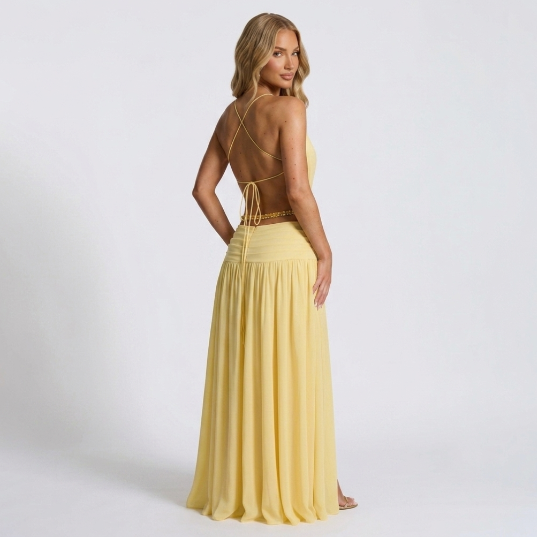 Bianca - Rochie Maxi cu Decolteu Adânc