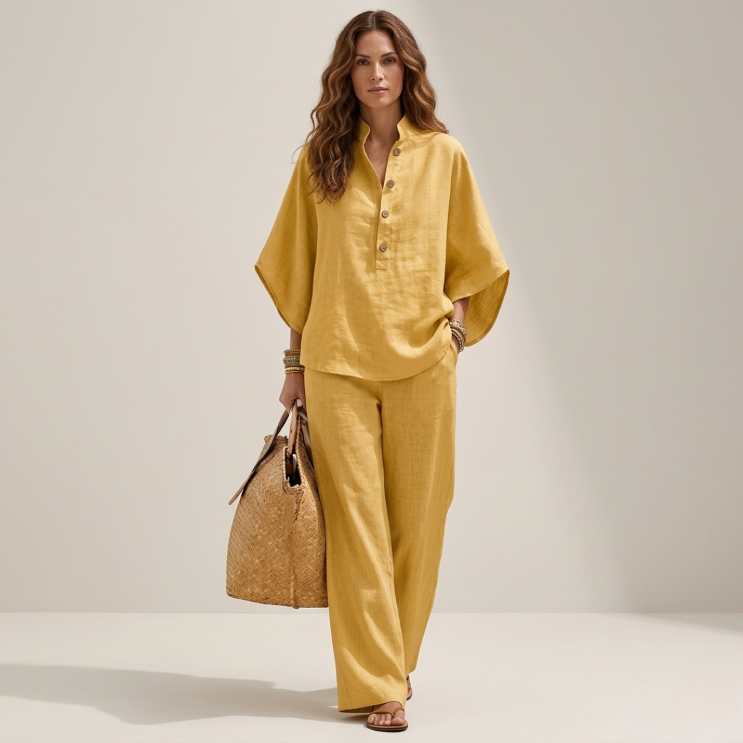 Cassandra - Set elegant din 2 piese din bumbac și in