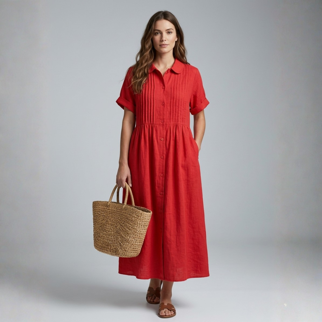 Electra - Rochie-camasa din bumbac lejer