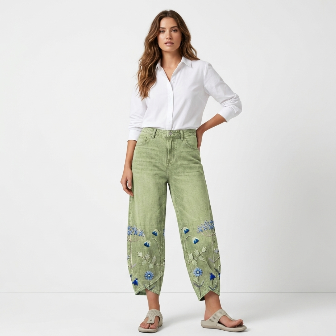 Flavia - Pantaloni casual brodați