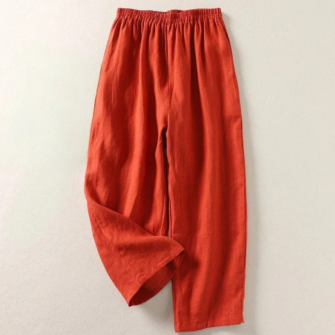 Daria - Pantalon Fluid din Bumbac și In