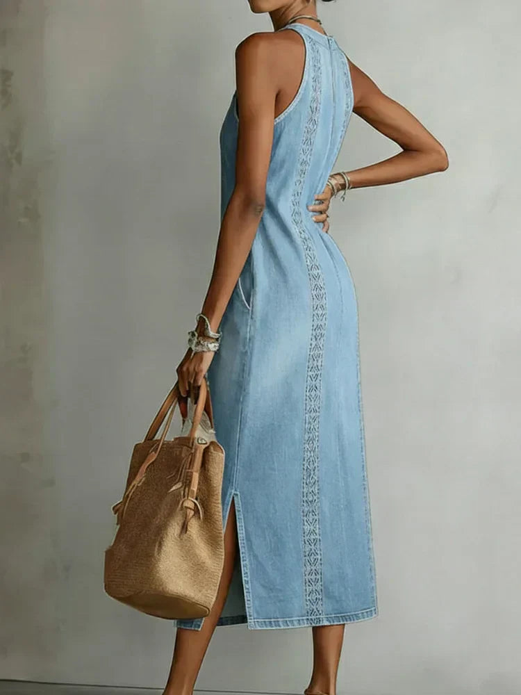 Julia™ | Rochie din denim cu dantelă retro