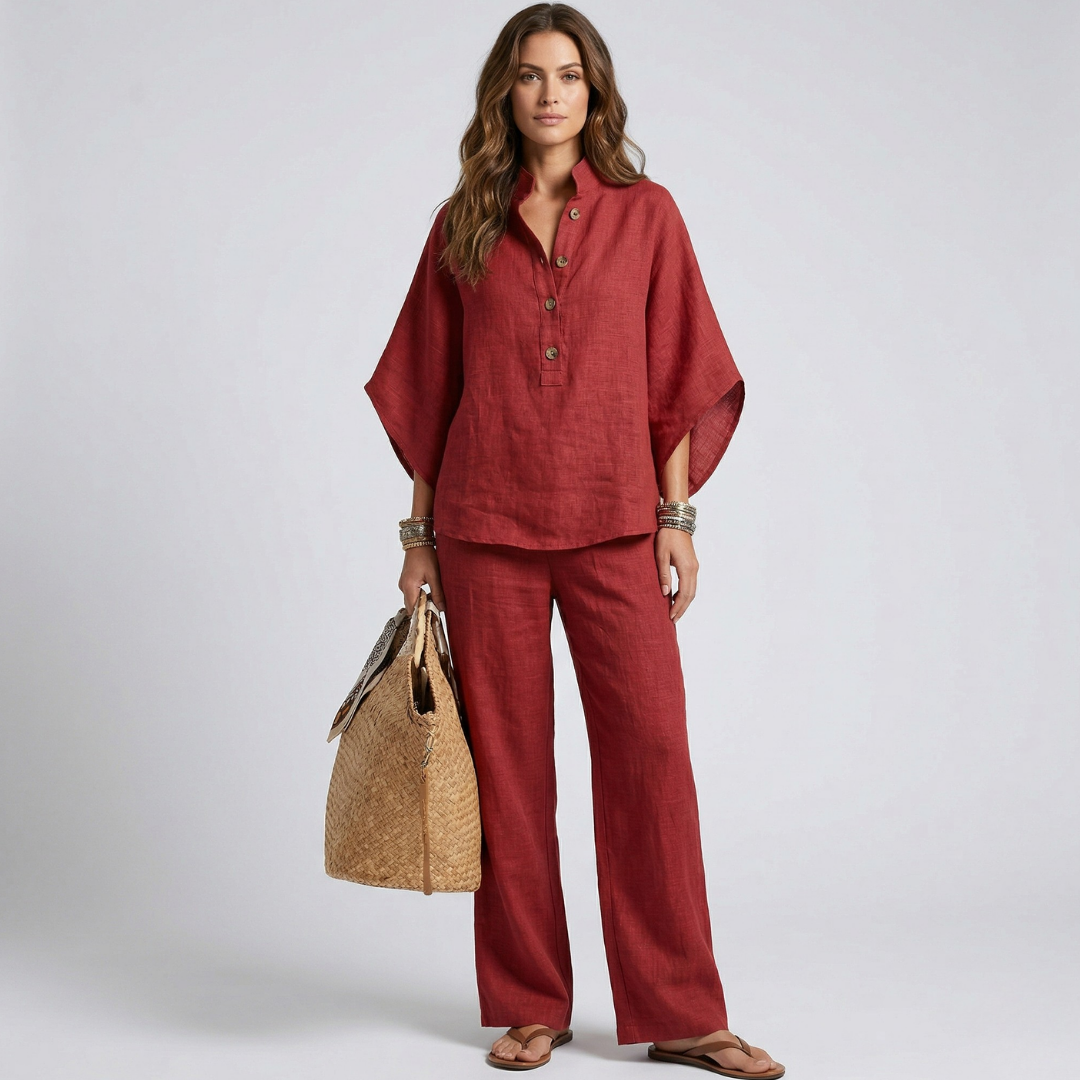 Cassandra - Set elegant din 2 piese din bumbac și in