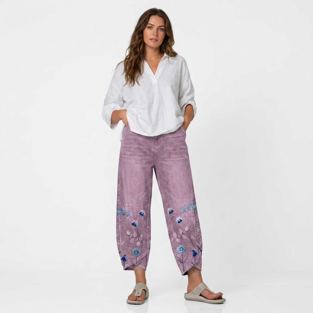 Flavia - Pantaloni casual brodați