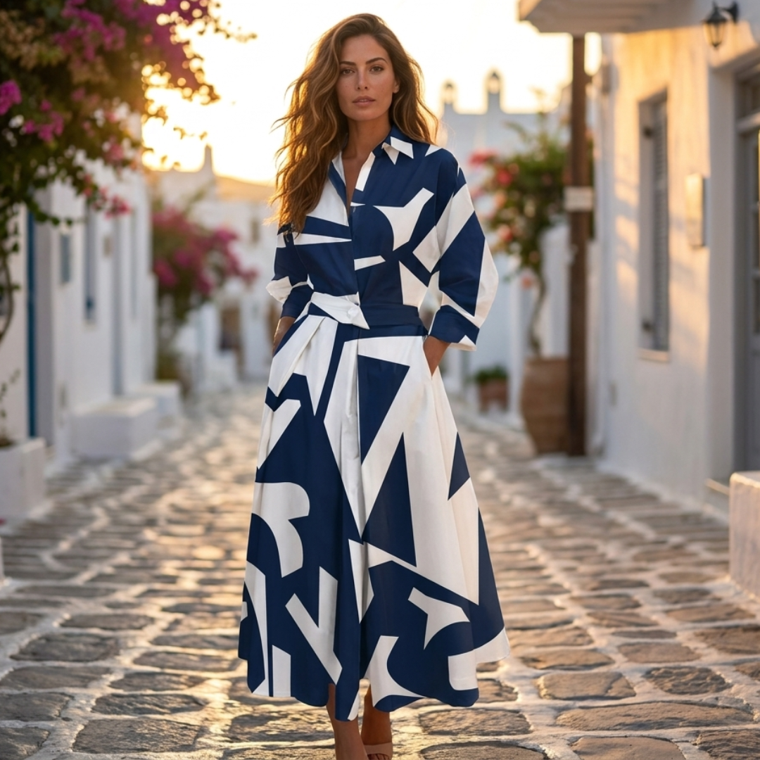 Lana - Rochie elegantă din bumbac cu guler