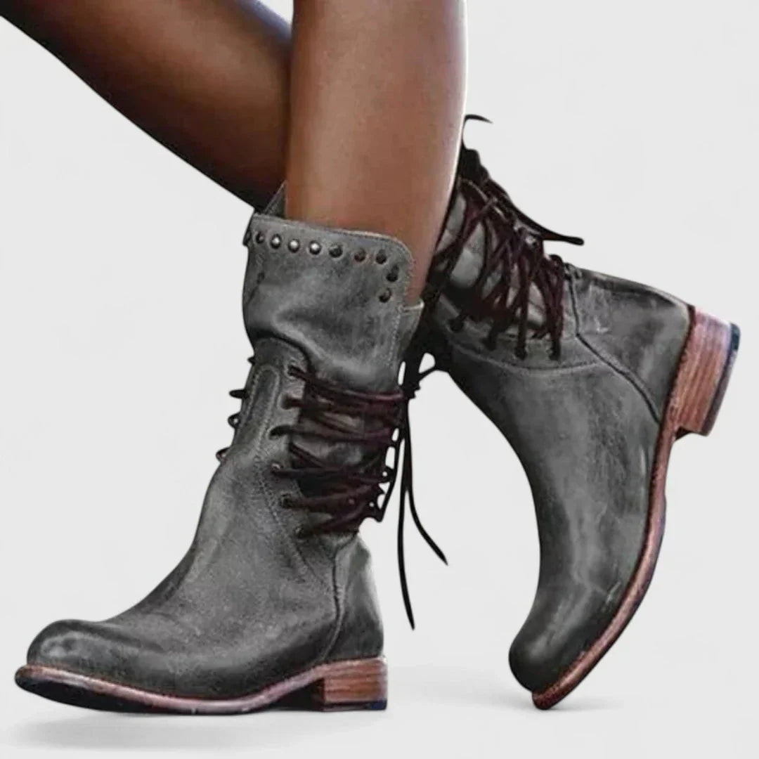 Theano - Botine din piele cu șireturi pentru un stil atemporal