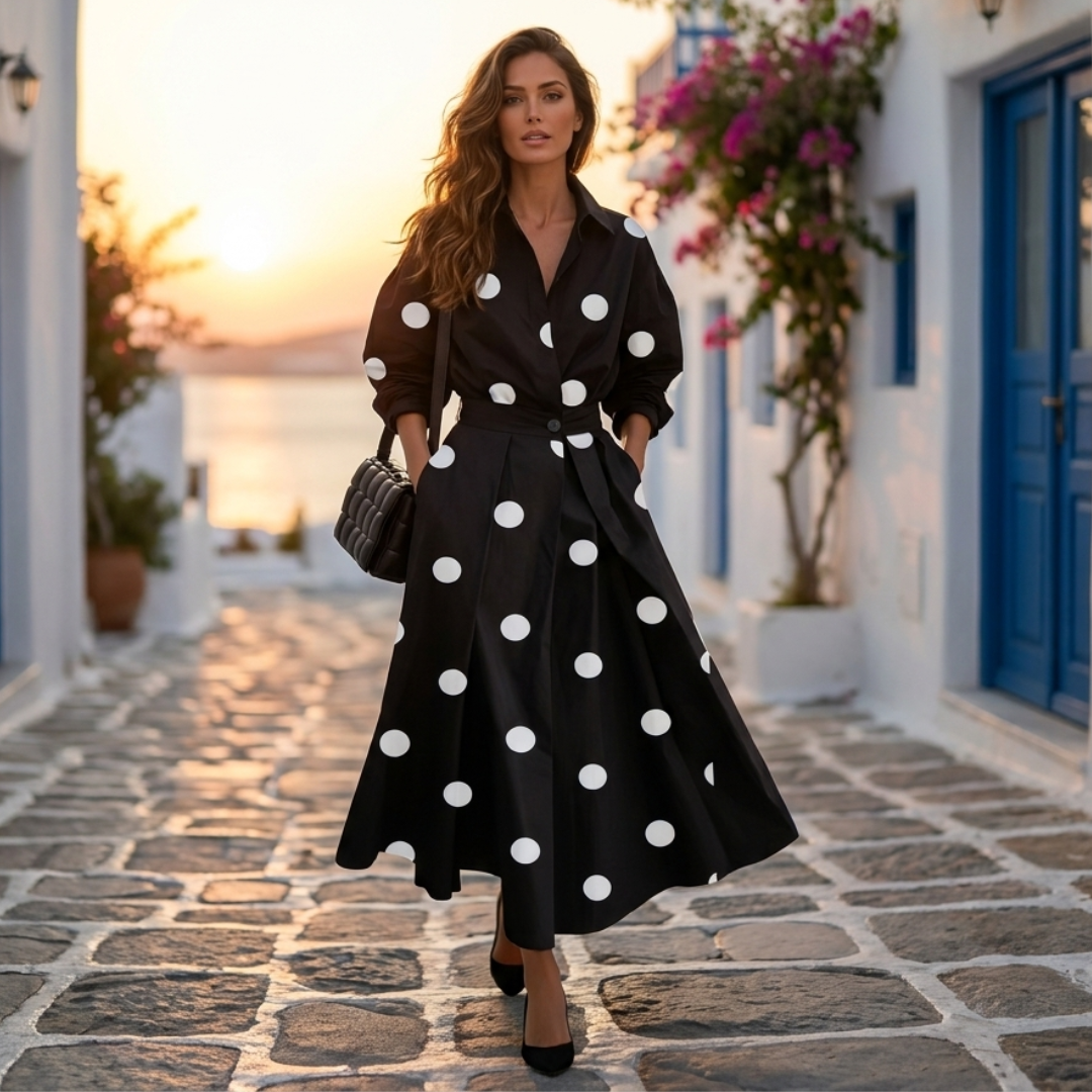 Lana - Rochie elegantă din bumbac cu guler