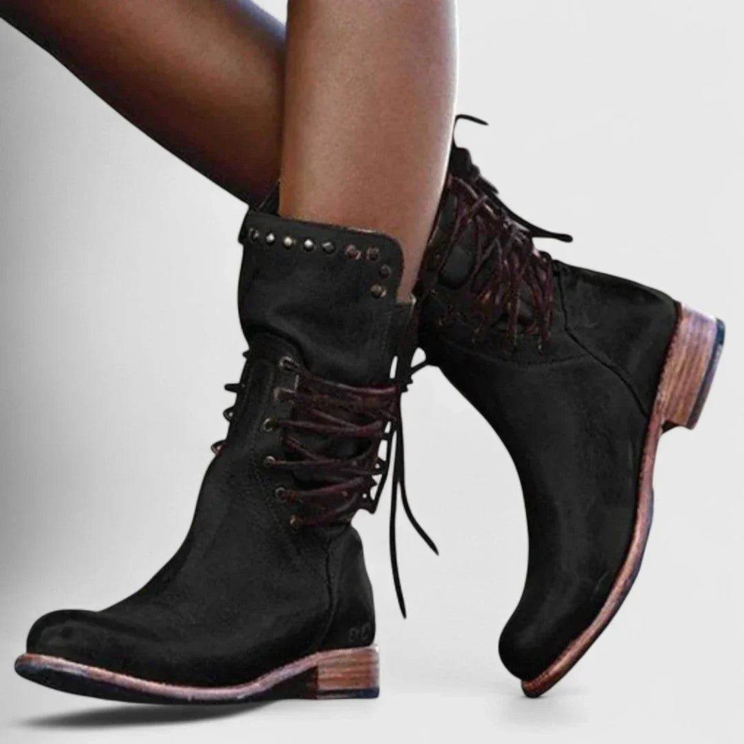 Theano - Botine din piele cu șireturi pentru un stil atemporal