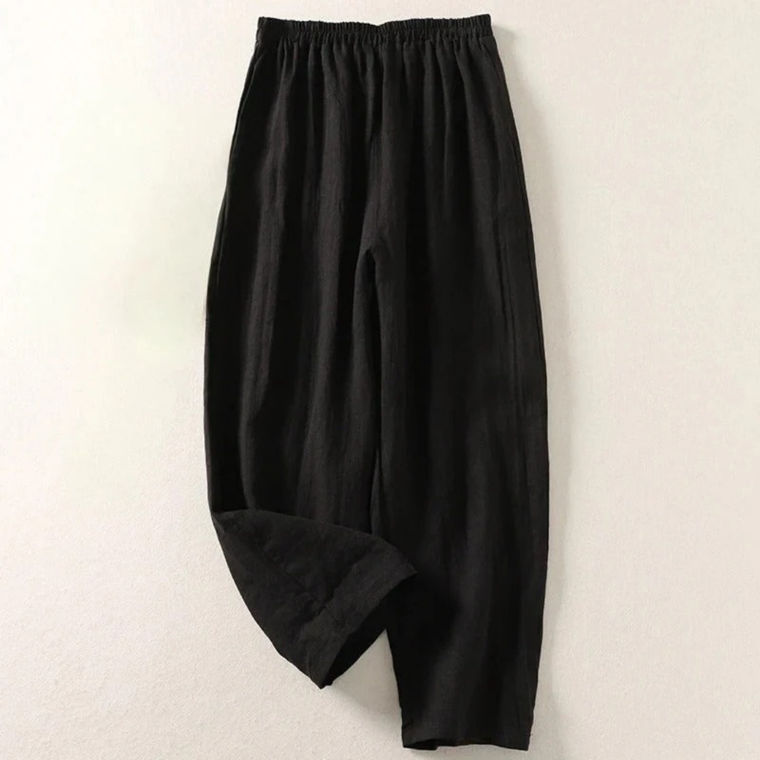 Daria - Pantalon Fluid din Bumbac și In