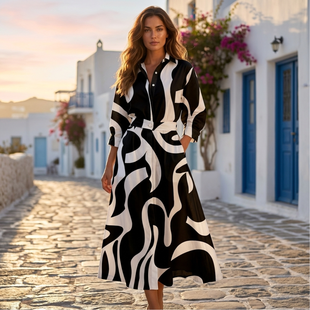 Lana - Rochie elegantă din bumbac cu guler