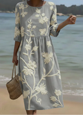 Ashley | Rochie midi cu model de plante și flori