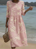 Phoebe | Rochie midi cu model de plante și flori