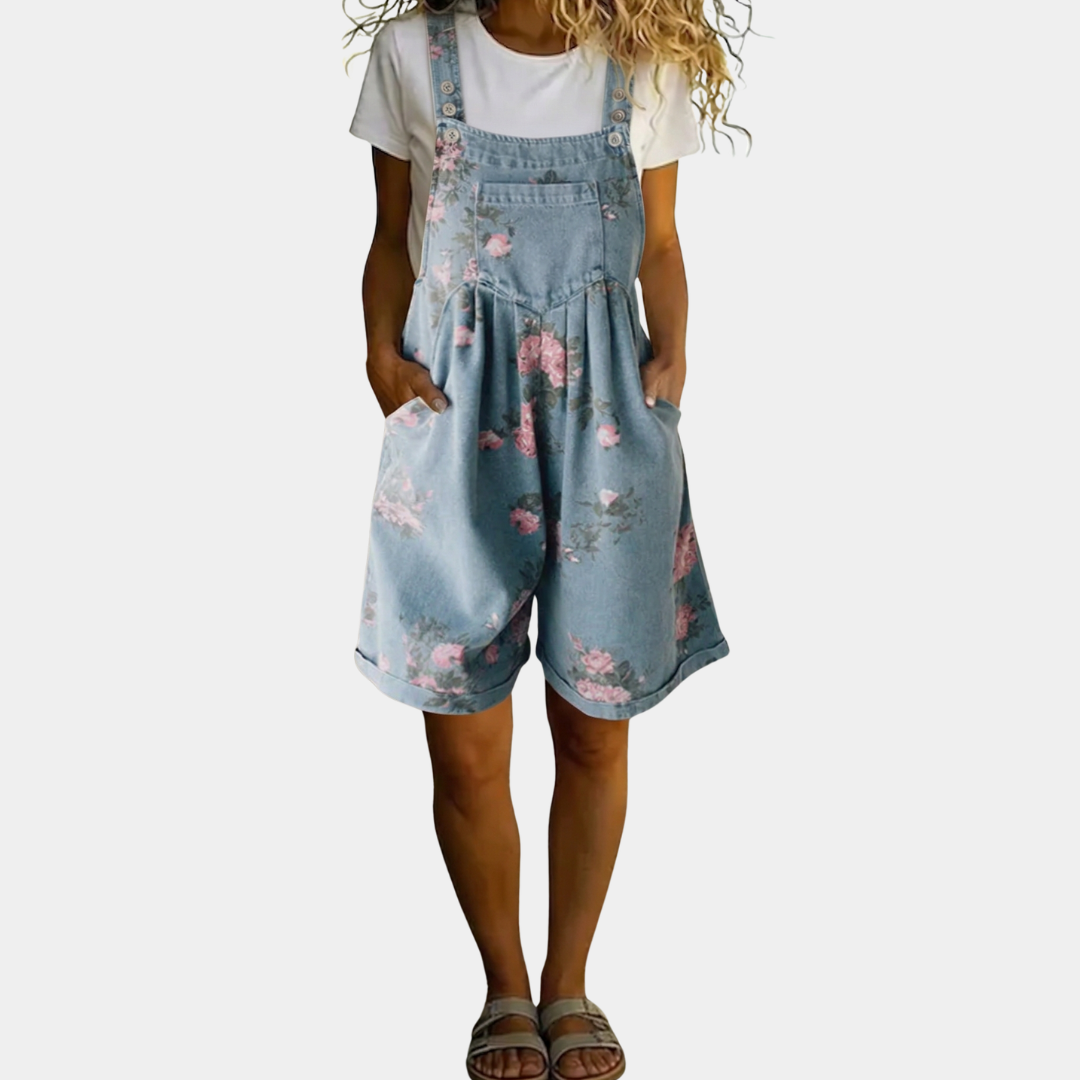 Judy™ | Salopetă din denim vintage cu flori