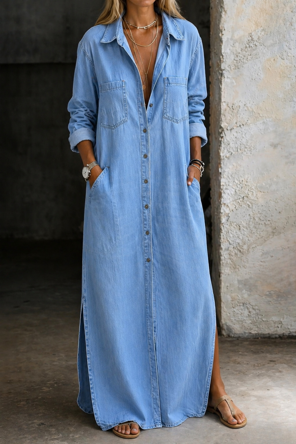 Delana | Salopetă cu Butoni din Denim