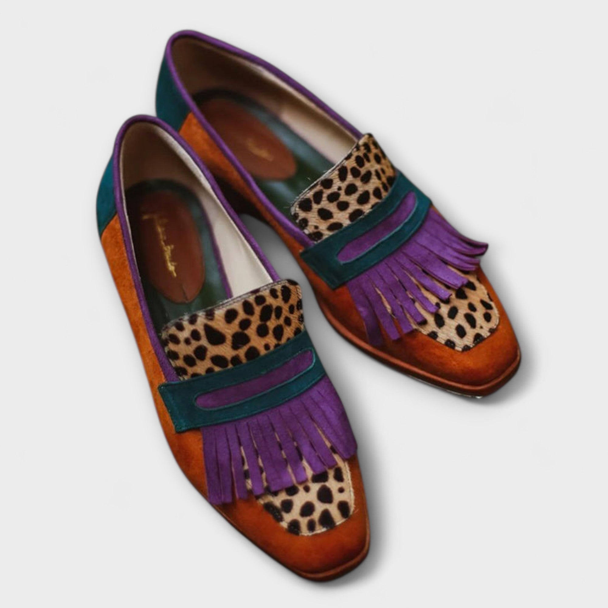 Elena - Mocasi Cafenii cu Model Leopard