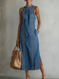 Julia™ | Rochie din denim cu dantelă retro