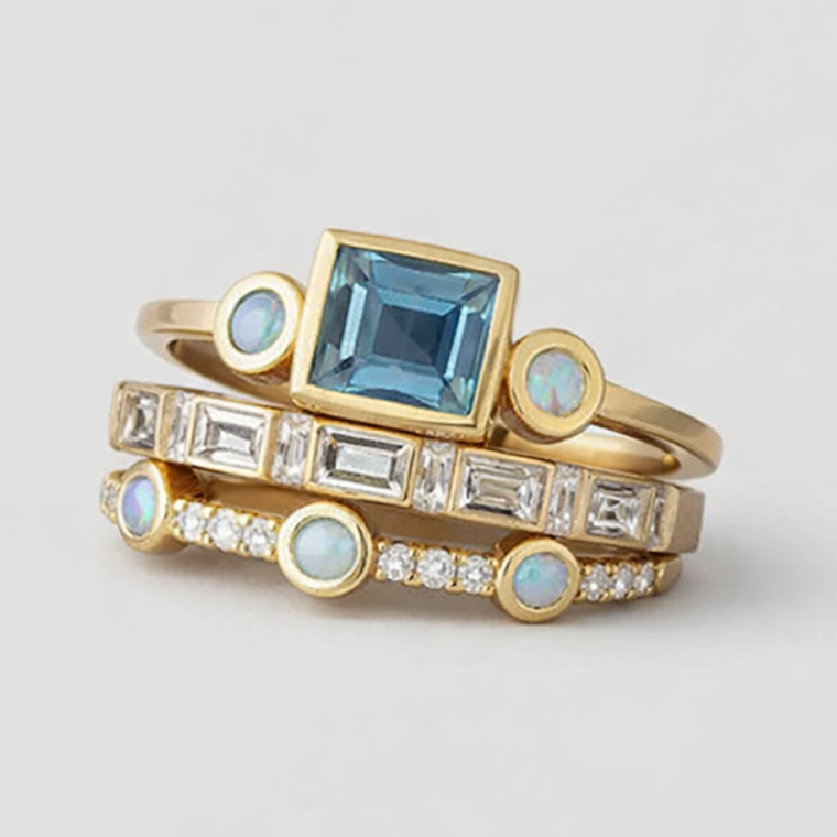 Josephine - Inel vintage din cristal albastru