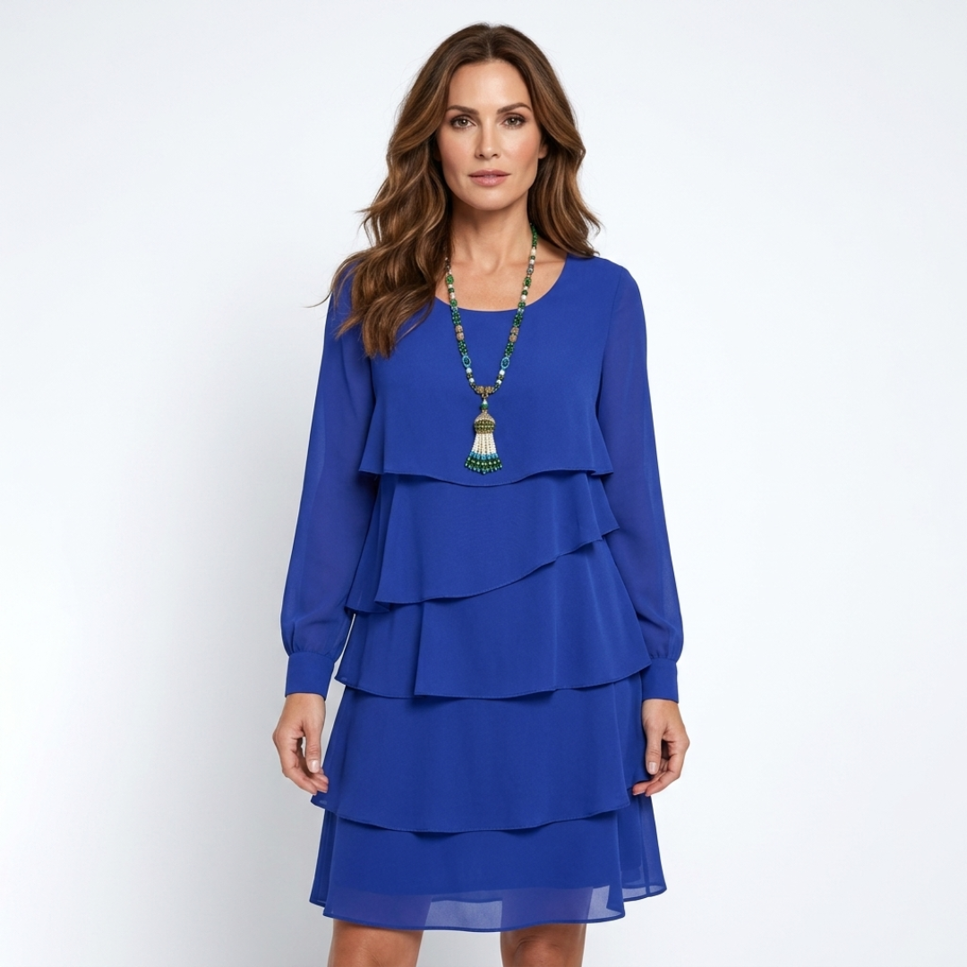Margaret - Rochie elegantă de confort cu volane și mâneci lungi