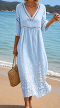 Rochie Midi de Vară Moale Albastră