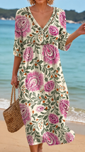 Rochie Florală Elegantă de Plajă