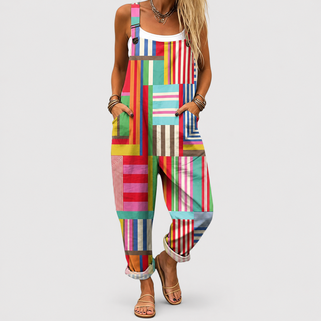 Salopetă Patchwork Colorată Comfort