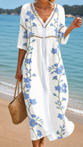 Rochie Midi Florală Ușoară