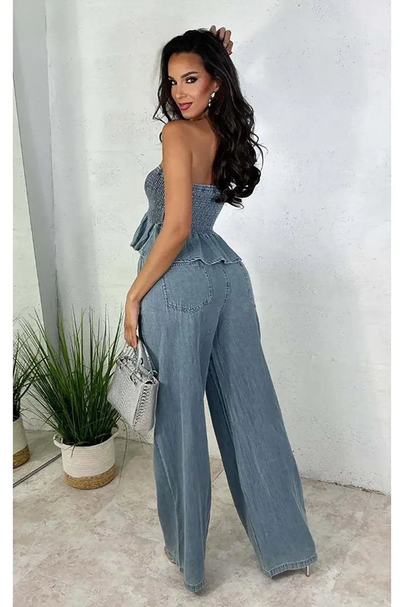 ISLA – SET STILAT DIN DENIM FORMAT DIN DOUĂ PIESĂ