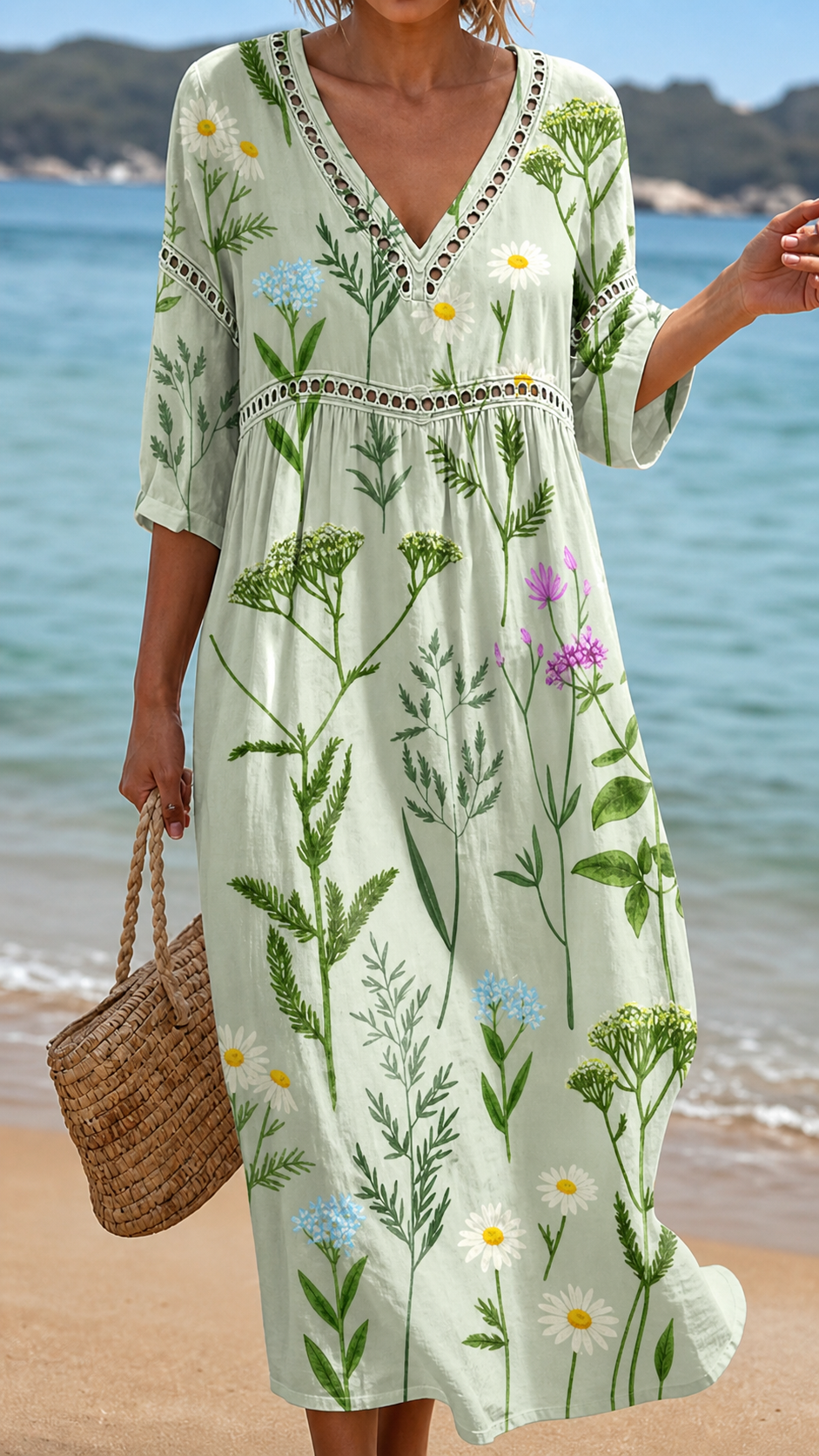 Rochie de Plajă Botanică și Ușoară
