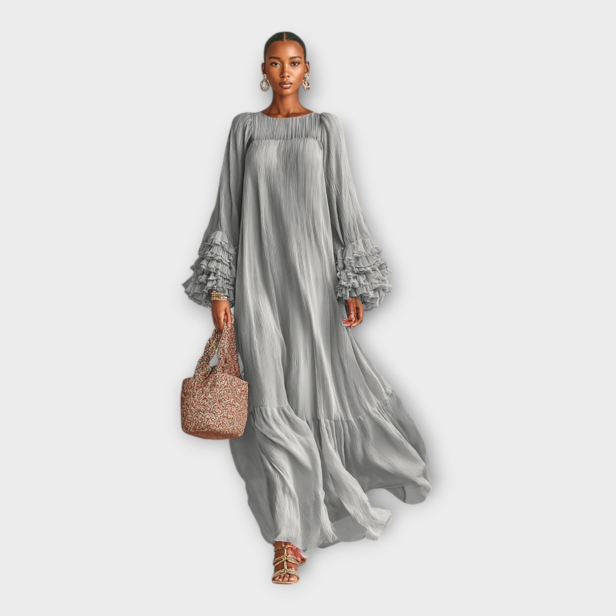 Rochie lungă etereală cu detalii elegante
