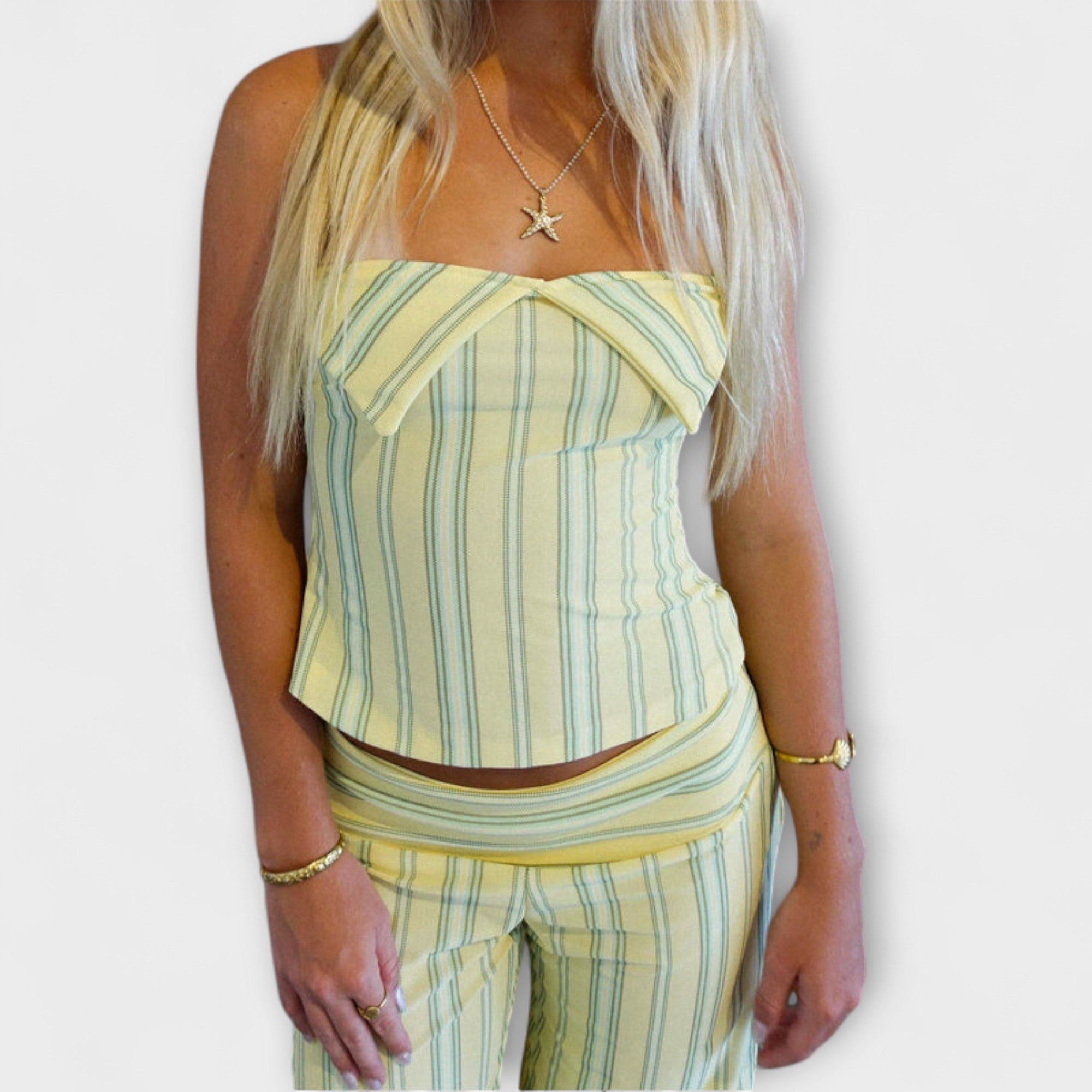 Anastasia - Compleu clasic cu pantaloni în dungi