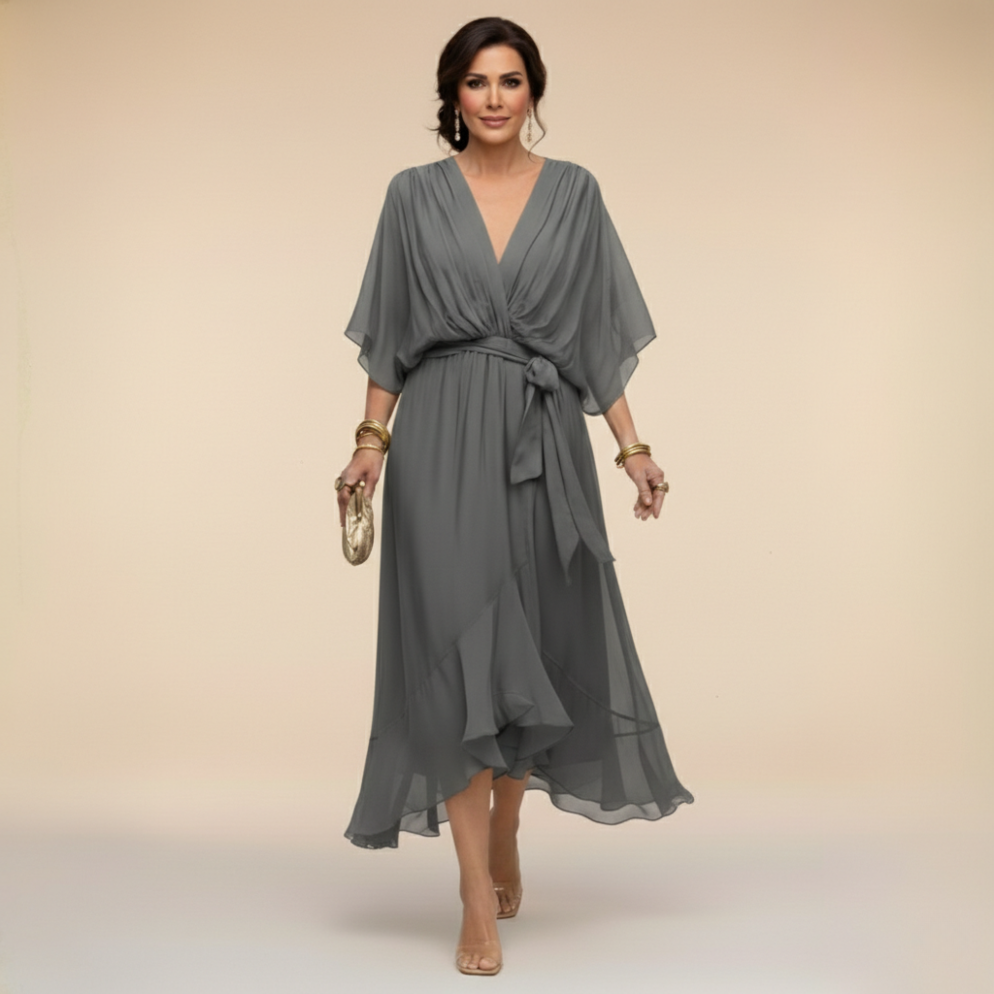 Monica - Rochie din chiffon cu decolteu în V